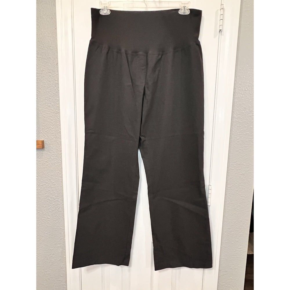 Duo Maternity Pants Womens XL Black Wide Leg Elastic Waist Cotton Stretch Work